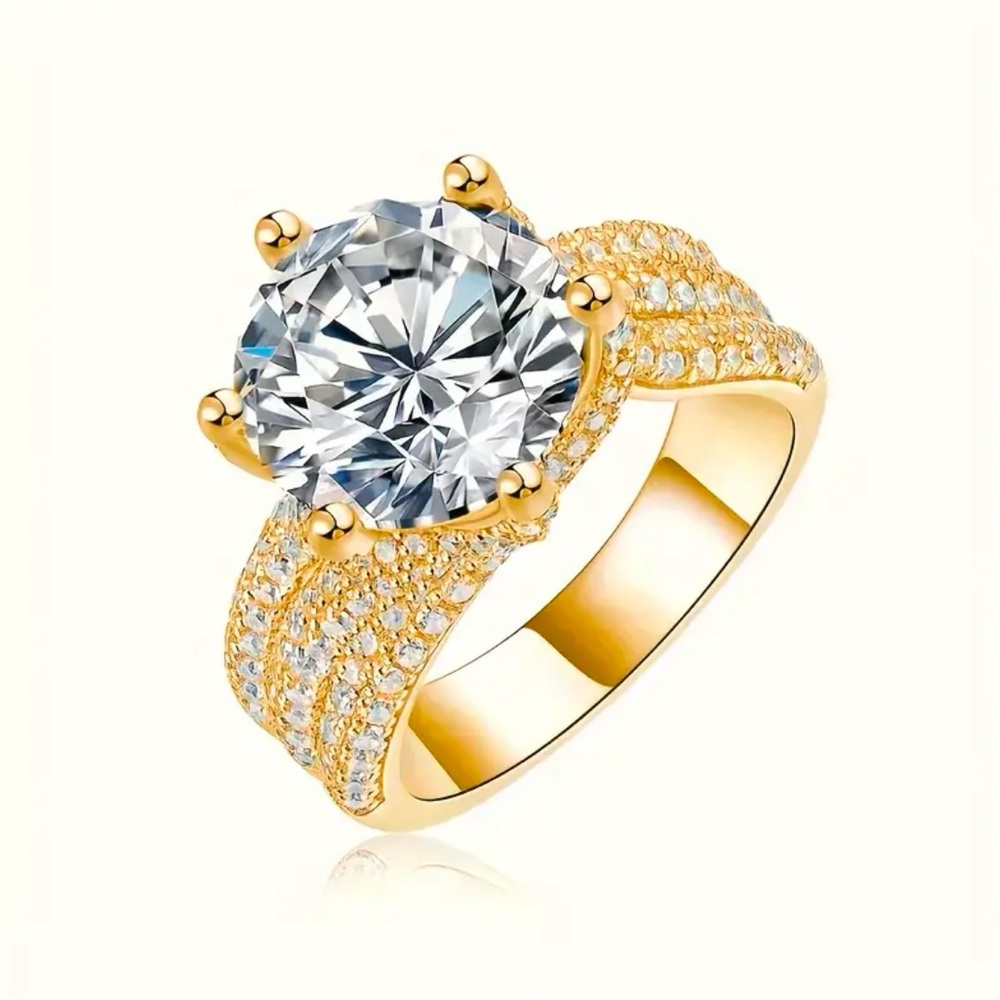Certified Six Prong 5ct. t.w. Platinum Finish Moissanite Ring